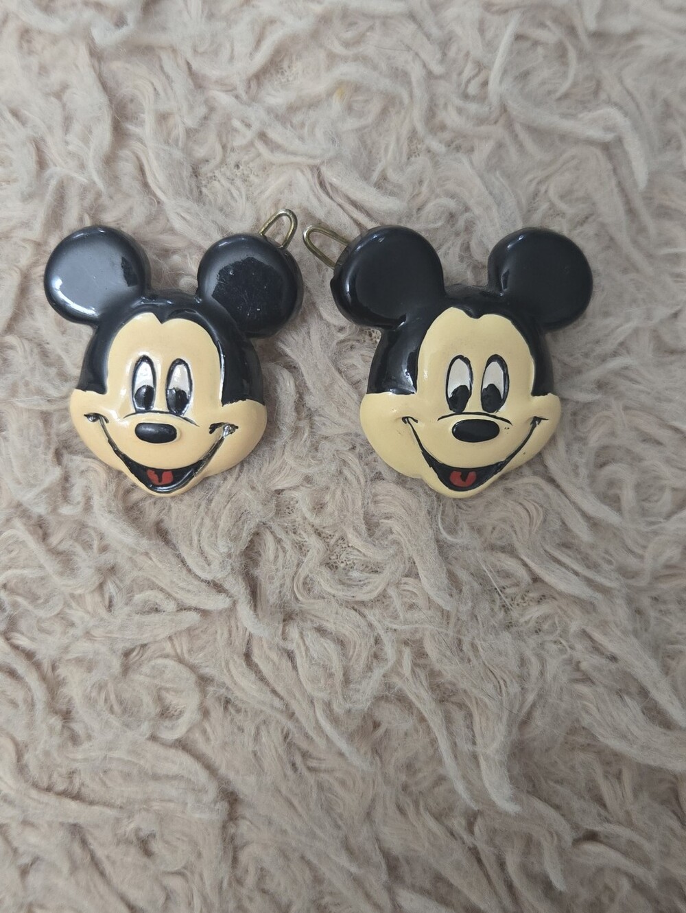 2 Disney Mickey Mouse Face w/Metal Clips
